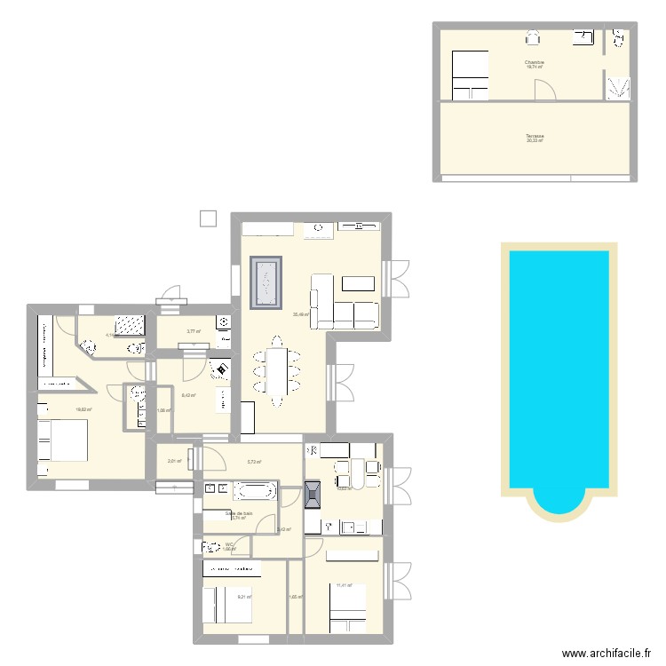 maison ramatuelle zaza2. Plan de 17 pièces et 164 m2