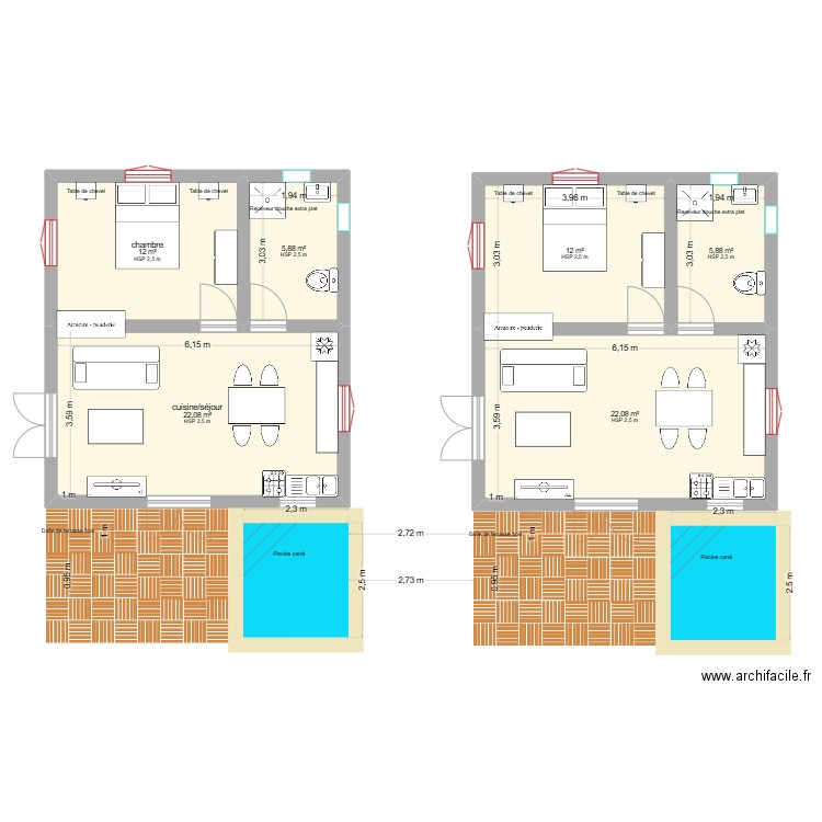 plan bungalow Nice. Plan de 6 pièces et 80 m2