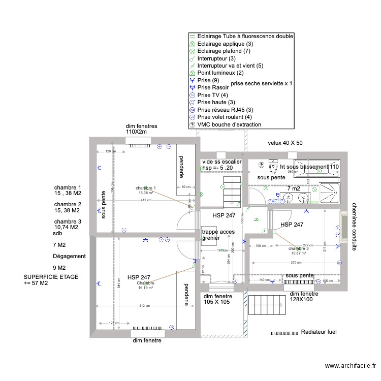 GUIMAEC ETAGE SDB. Plan de 0 pièce et 0 m2