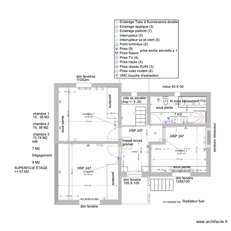 GUIMAEC ETAGE SDB. Plan de 