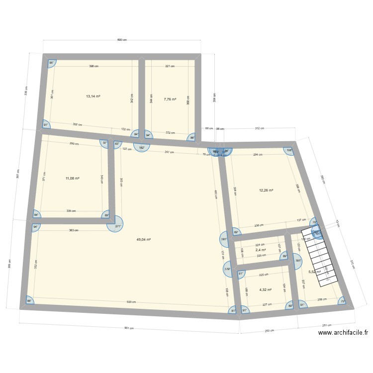 plan MAM bis. Plan de 8 pièces et 106 m2