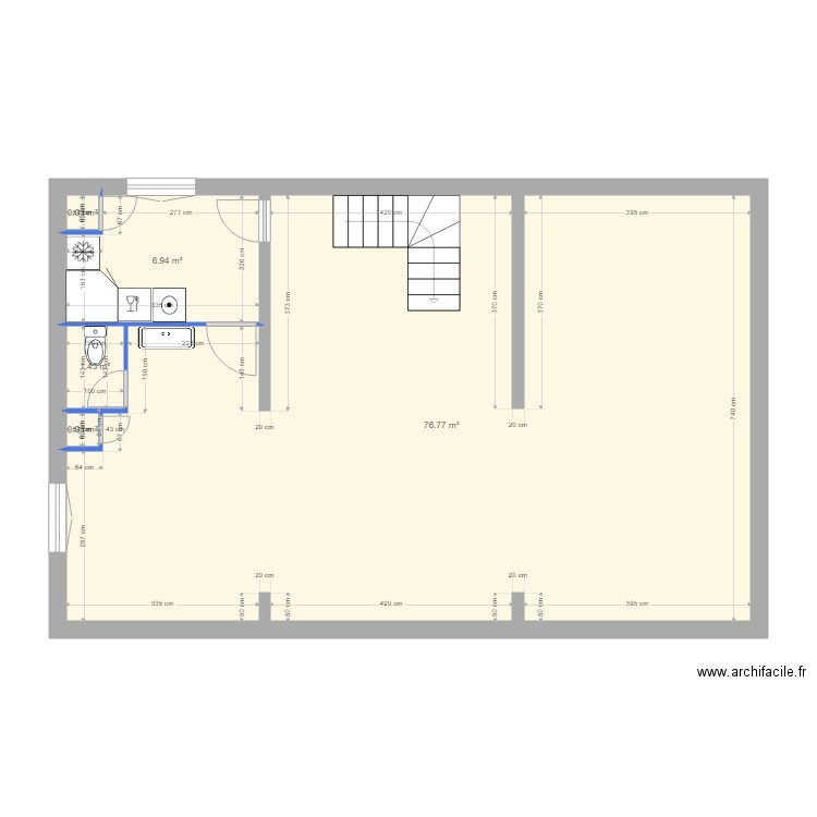 Sous-sol 4. Plan de 5 pièces et 86 m2