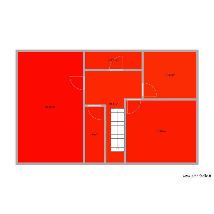 DERNIER ETAGE DAMIEN. Plan de 6 pièces et 70 m2