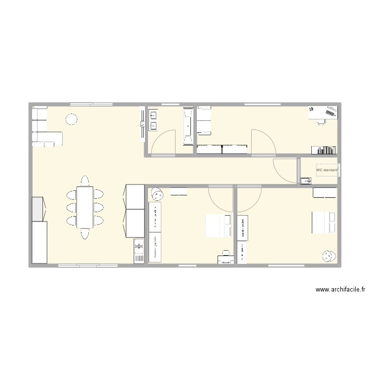 essai omed. Plan de 6 pièces et 50 m2