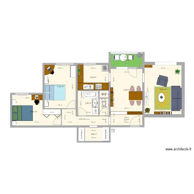 Cognin Projet. Plan de 12 pièces et 76 m2
