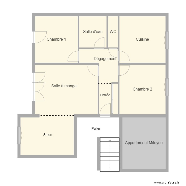 appart Leloup. Plan de 9 pièces et 79 m2