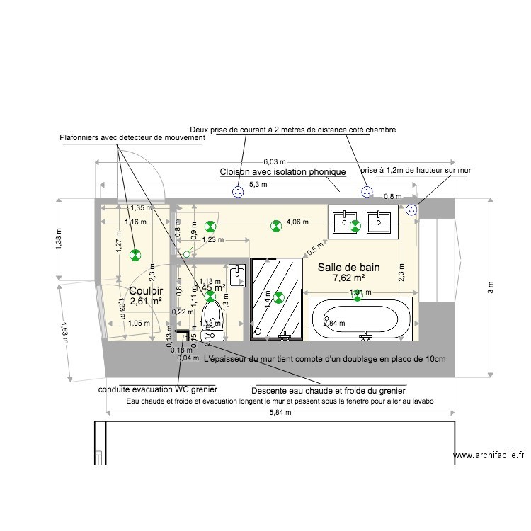 Salle de bain 1er v2. Plan de 0 pièce et 0 m2