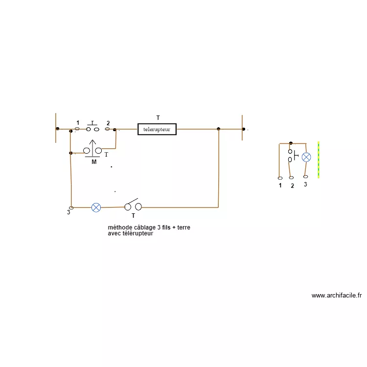 cablage a un télérupteur sur 3 fils. Plan de cablage a un télérupteur sur 3 fils. Plan de