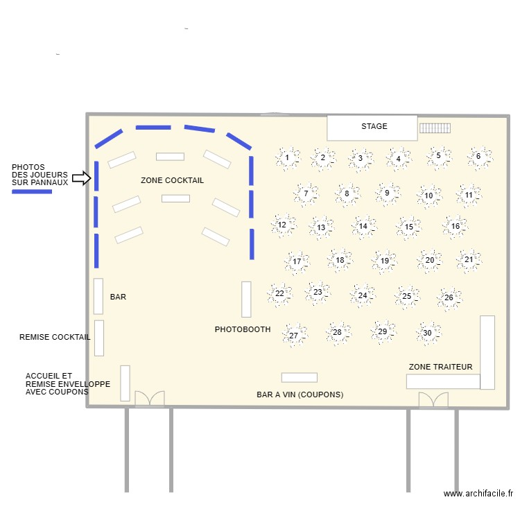 Plan de salle - gala VO 2024-2. Plan de 1 pièce et 899 m2