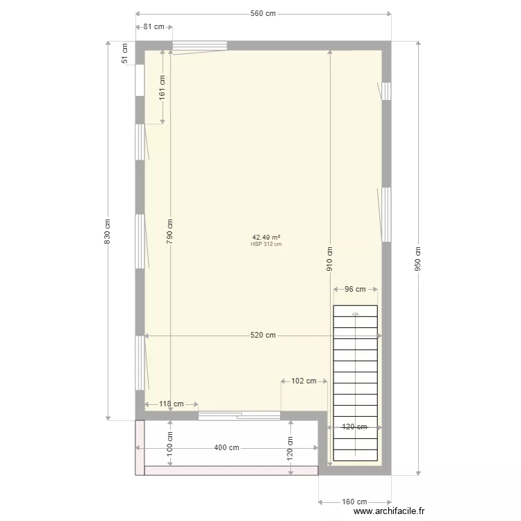ETAGE ELEVATIONS MURS et MENUISERIES. Plan de 
