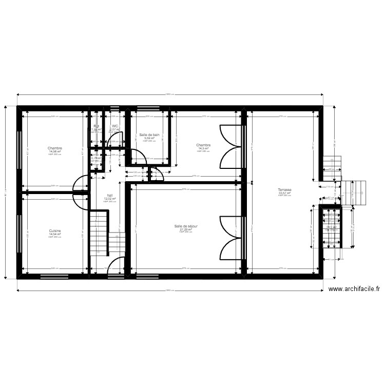 Valenton existant Jordan. Plan de 19 pièces et 338 m2