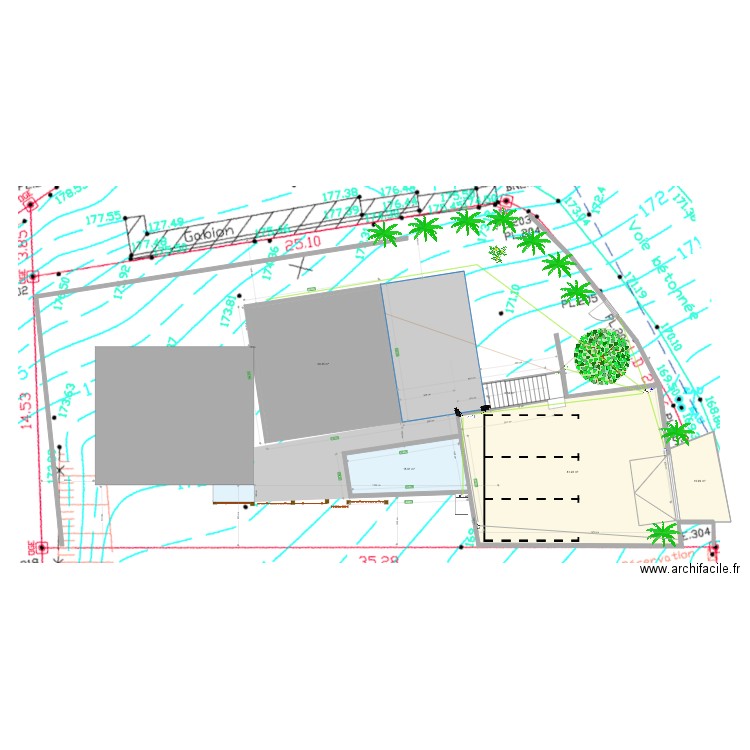 parking. Plan de 5 pièces et 163 m2