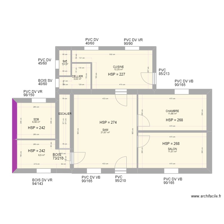 GALLET. Plan de 12 pièces et 135 m2