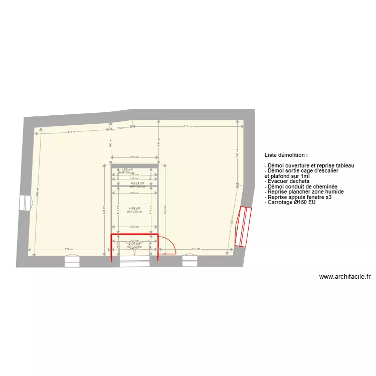 Malaucene R3 d&eacute;molition. Plan de 