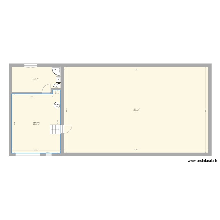 Pampelonne. Plan de 3 pièces et 158 m2