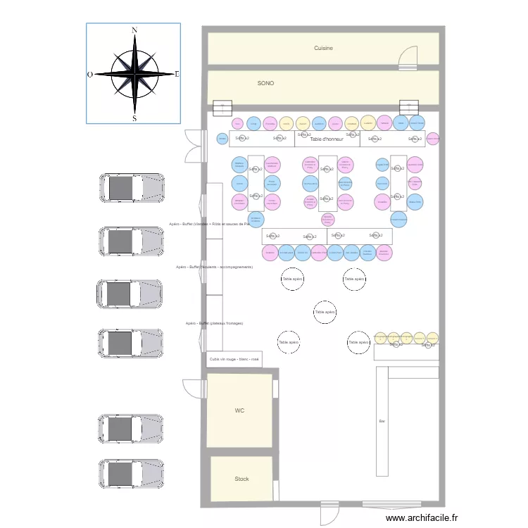 Salle mariage. Plan de 