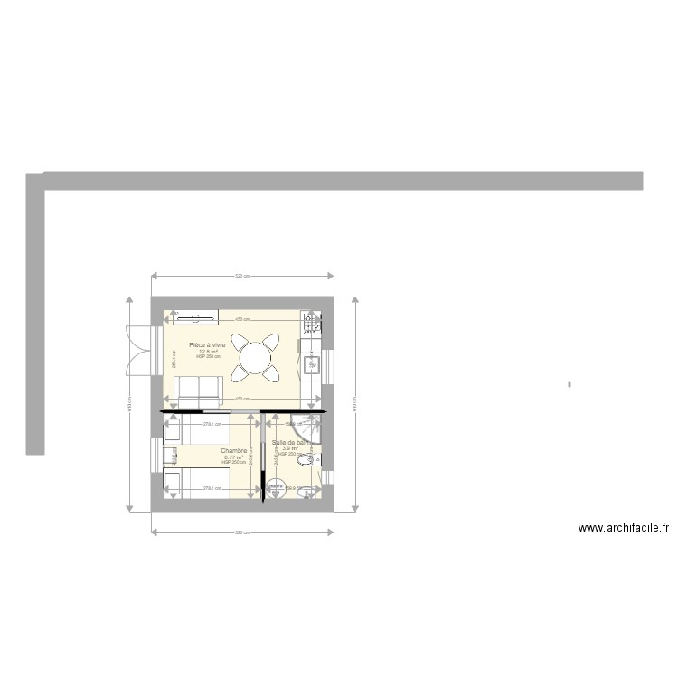 studio 20m2 projet 2. Plan de 0 pièce et 0 m2