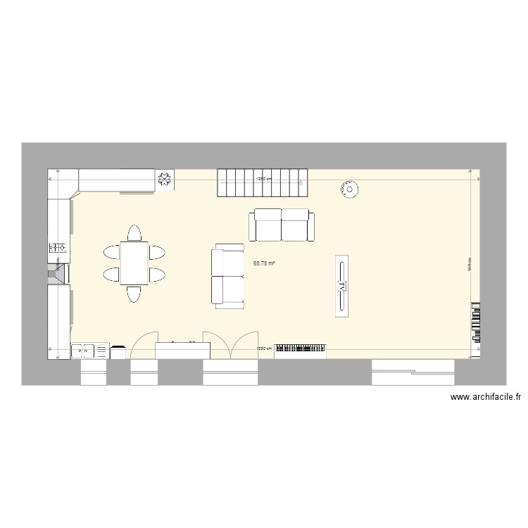 RDC 3 avec chambre. Plan de 0 pièce et 0 m2