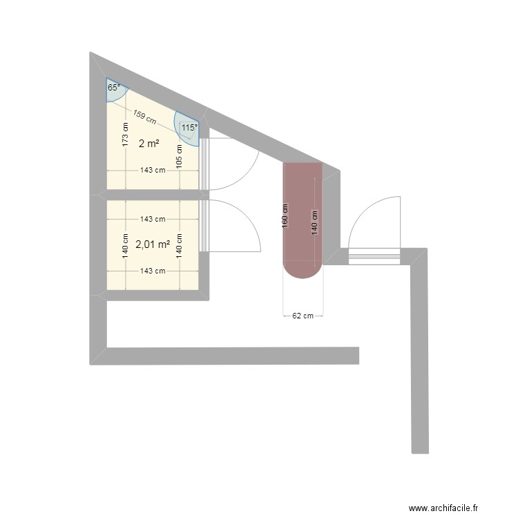 buanderie1. Plan de 2 pièces et 4 m2