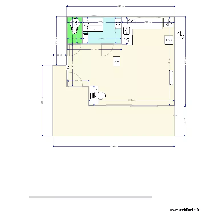chalet avec equipements. Plan de 