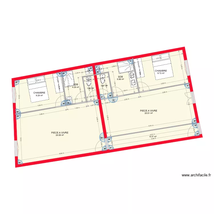 2x t2 etage OK2. Plan de 
