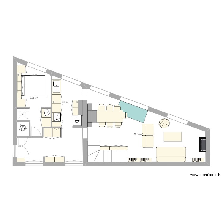 DUNKERQUE V. Plan de 4 pièces et 52 m2