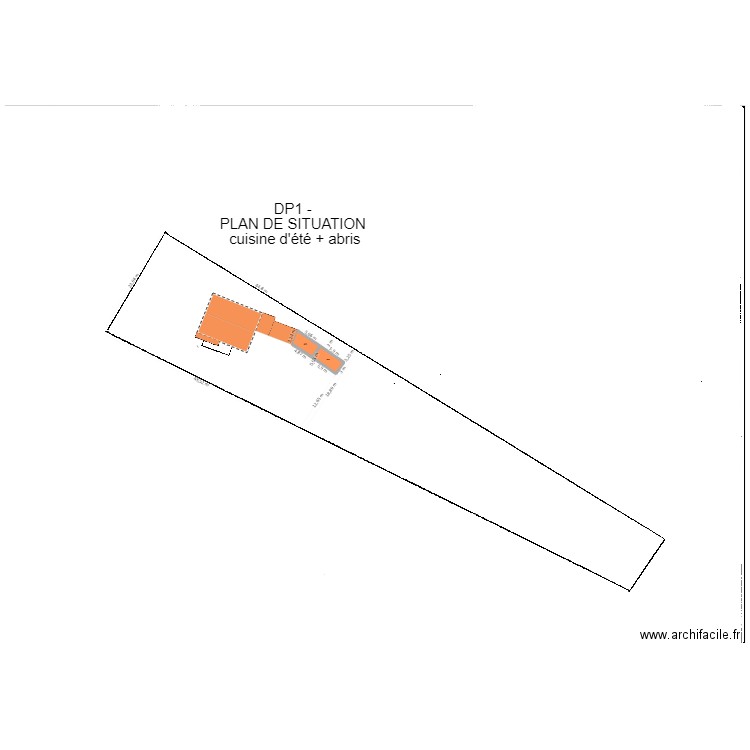 DP1- plan de situation cuisine d'été- APRES. Plan de 2 pièces et 28 m2