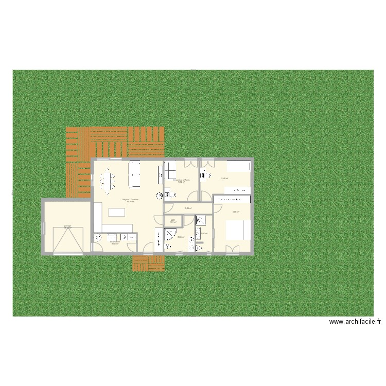 plan maison 2 85m2  garage. Plan de 10 pièces et 104 m2