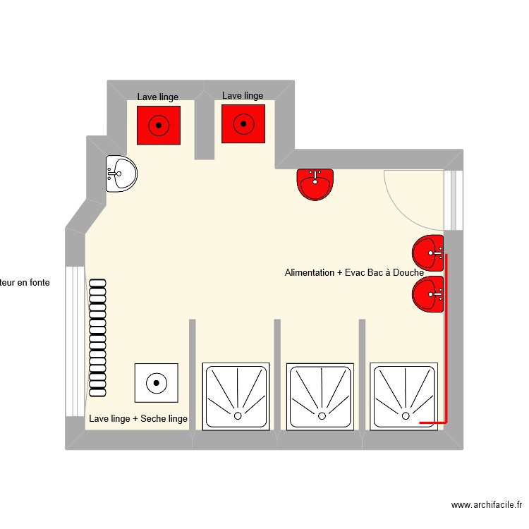 SANITAIRE 1ER SEVI. Plan de 1 pièce et 18 m2