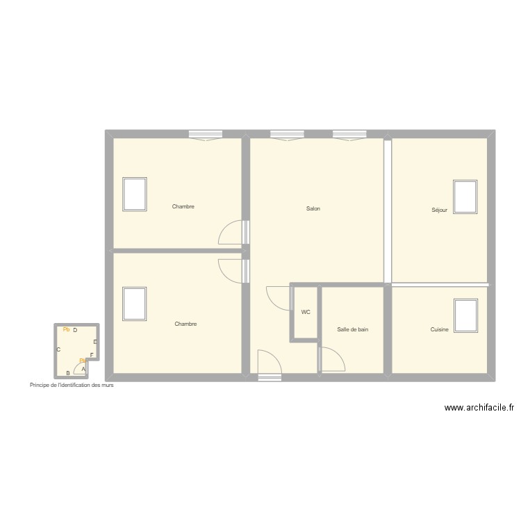 Croquis N9. Plan de 8 pièces et 96 m2