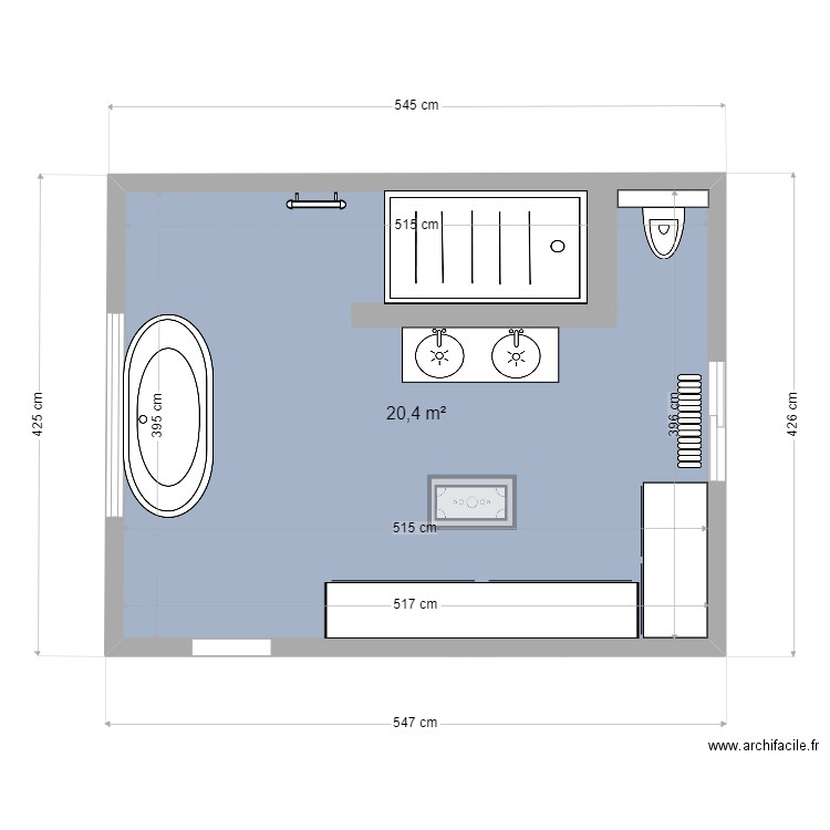 salle de bain 7. Plan de 1 pièce et 20 m2