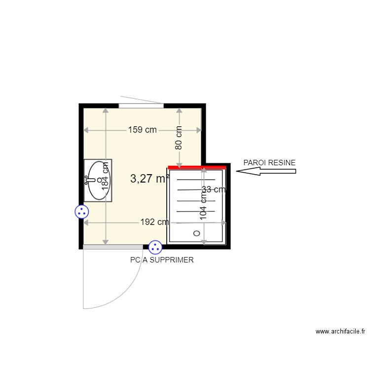 MONFLIER MONIQUE . Plan de 1 pièce et 3 m2