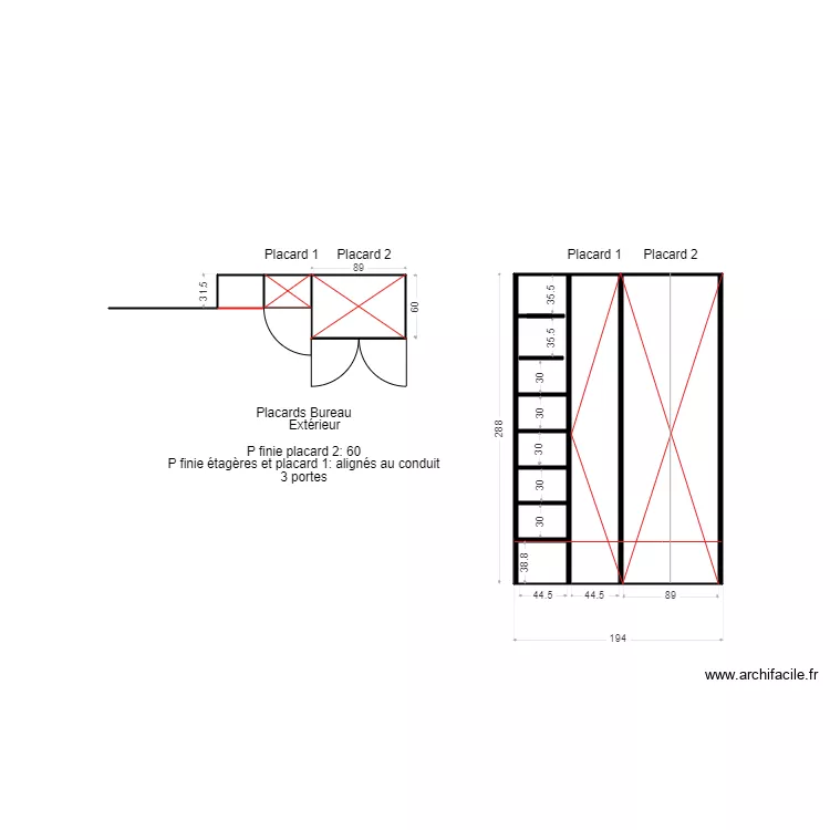 Placards bureau Lauriston. Plan de 