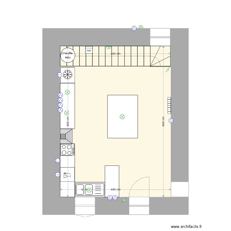 Maison Bleue. Plan de 1 pièce et 26 m2