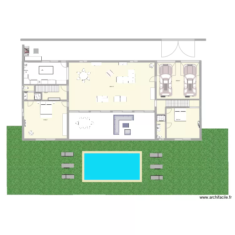 Di&egrave;go variante RDC piscine. Plan de 