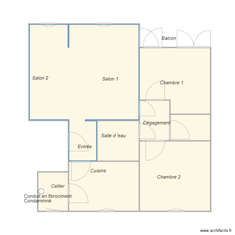 Croquis HERMAN AMIANTE. Plan de 8 pièces et 51 m2