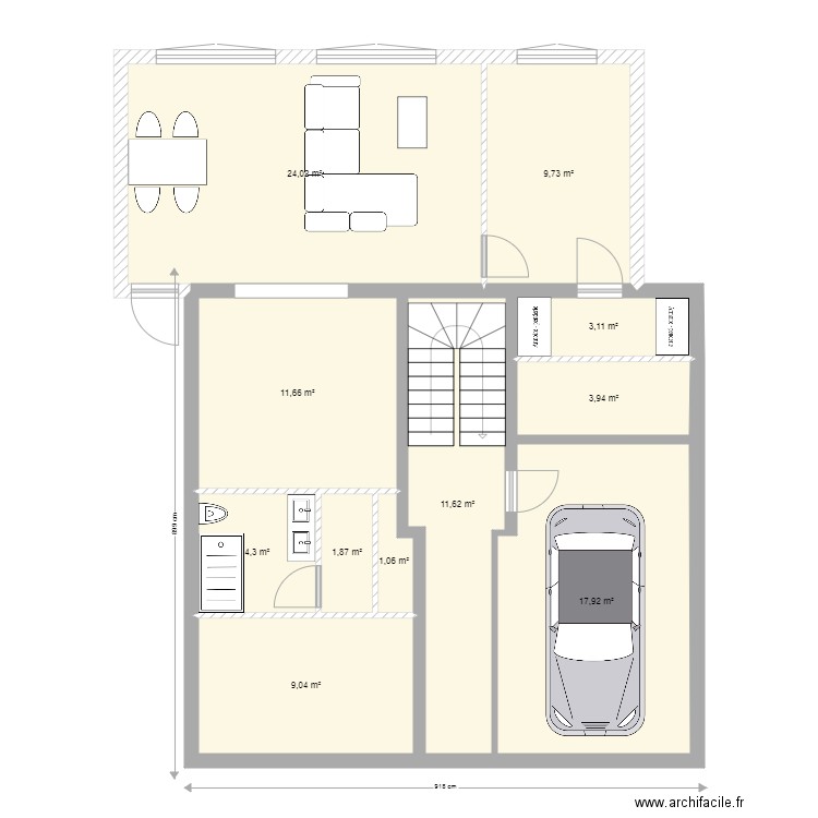 RDC Kerentrech. Plan de 11 pièces et 98 m2