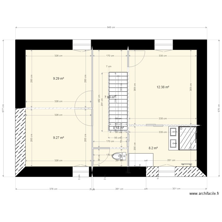 etage avec meuble sdb. Plan de 0 pièce et 0 m2