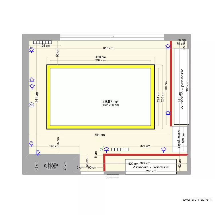PAL 11 LIVING ROOM - Faux plafond. Plan de 