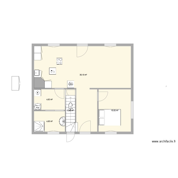 Maison bas raphael. Plan de 5 pièces et 58 m2