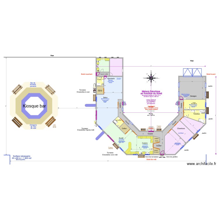 Maison cardinale terrasse. Plan de 0 pièce et 0 m2