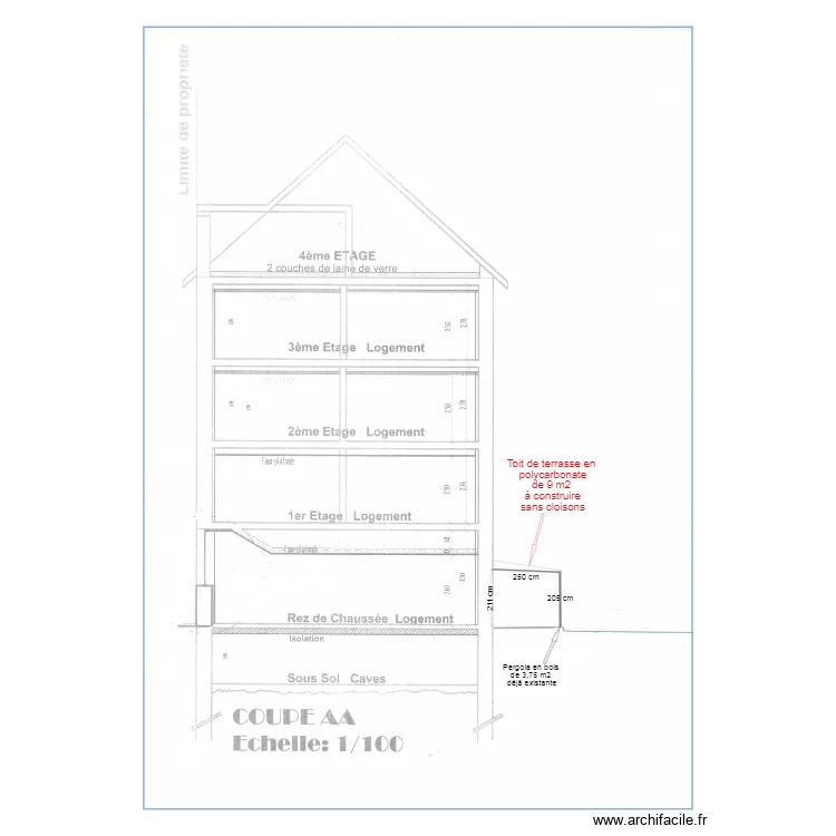 DP3 Coupe Toit Terrasse BB. Plan de 