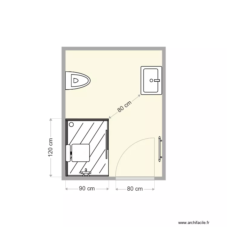 Sdb Bouffaut apr&egrave;s travaux. Plan de 
