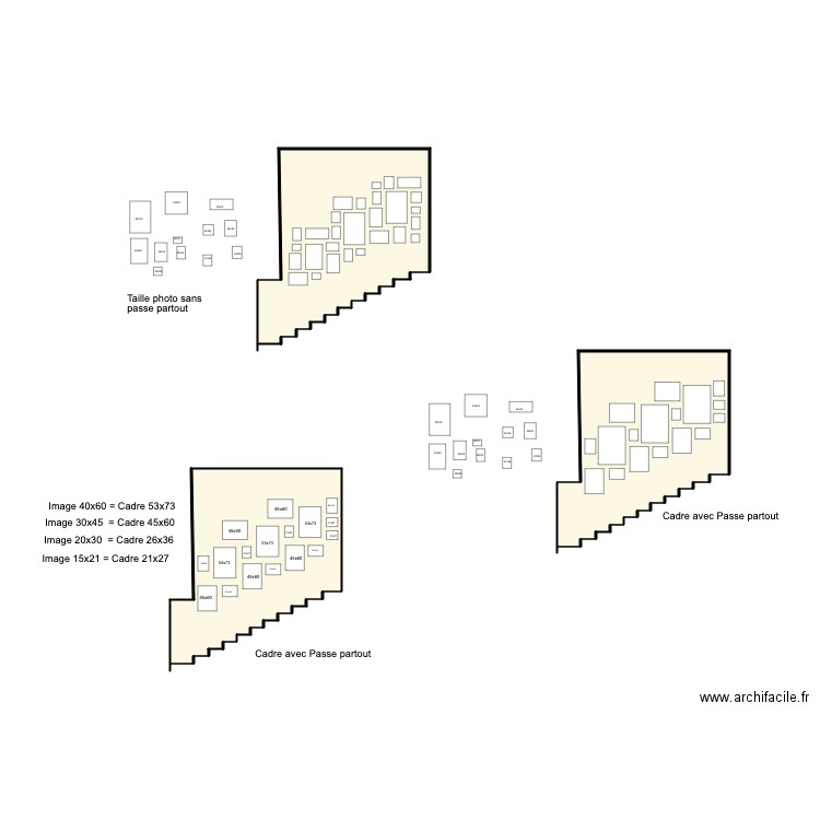 escalier. Plan de 3 pièces et 41 m2