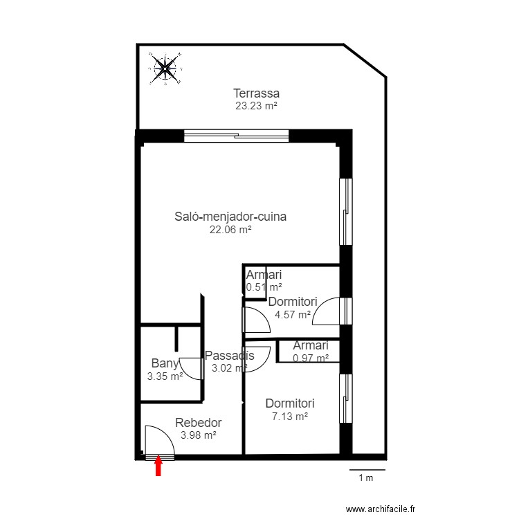 ED. LA MOLA DE PRATS, PB-1. PRATS CANILLO. Plan de 9 pièces et 69 m2