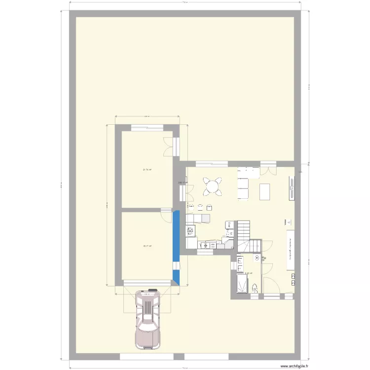 RDC sans garage V2 7m x 9m avec avanc&eacute;. Plan de 
