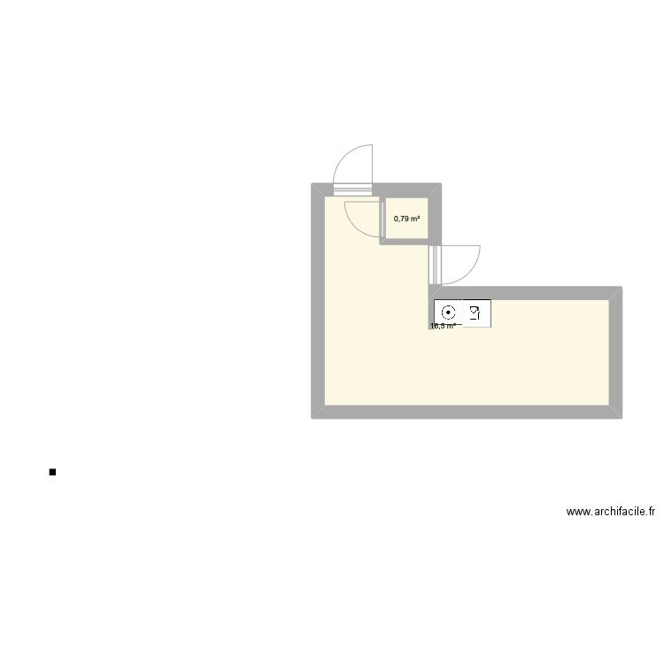 Sol motif. Plan de 2 pièces et 18 m2