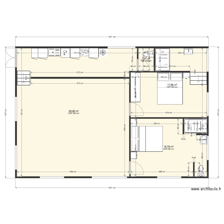 vasseur final. Plan de 4 pièces et 92 m2