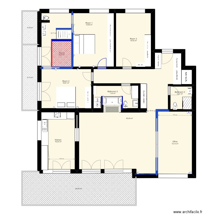 20220810_Burgweid_Option 1 with Sauna. Plan de 14 pièces et 213 m2