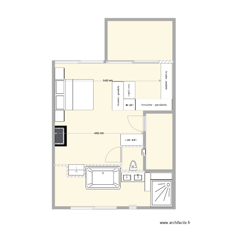 aménagement toiture. Plan de 5 pièces et 50 m2